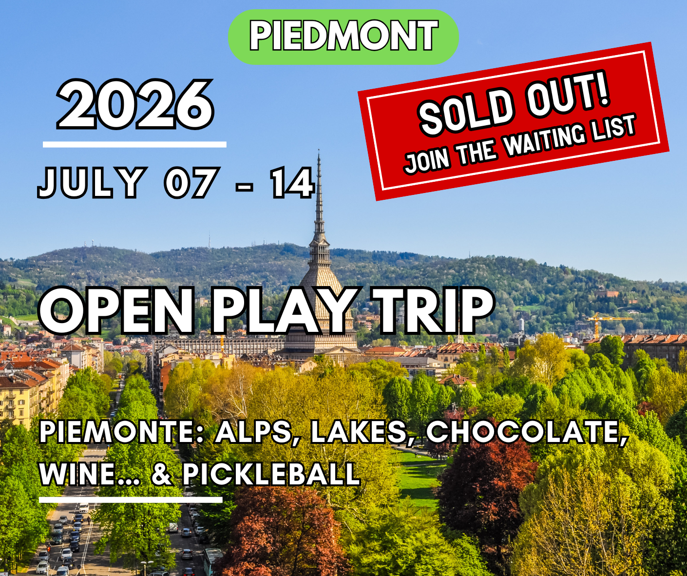 SOLD OUT - Piedmont - Open Play Trip | 07 - 14 July 2026