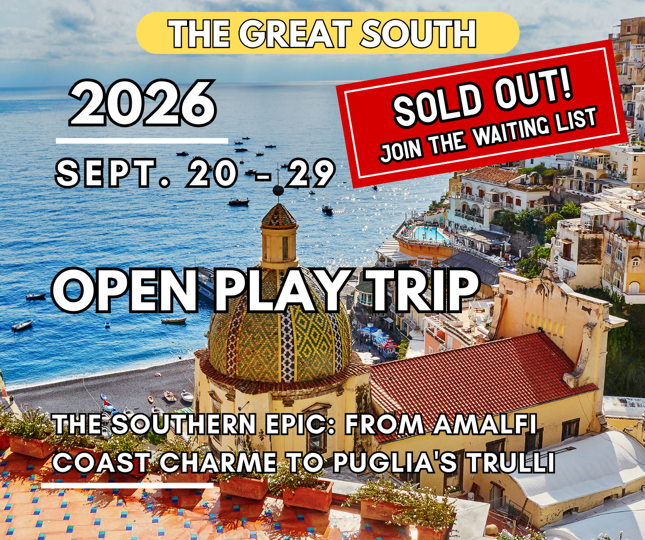 SOLD OUT - The Great South - Open Play Trip | 20 – 29 September 2026